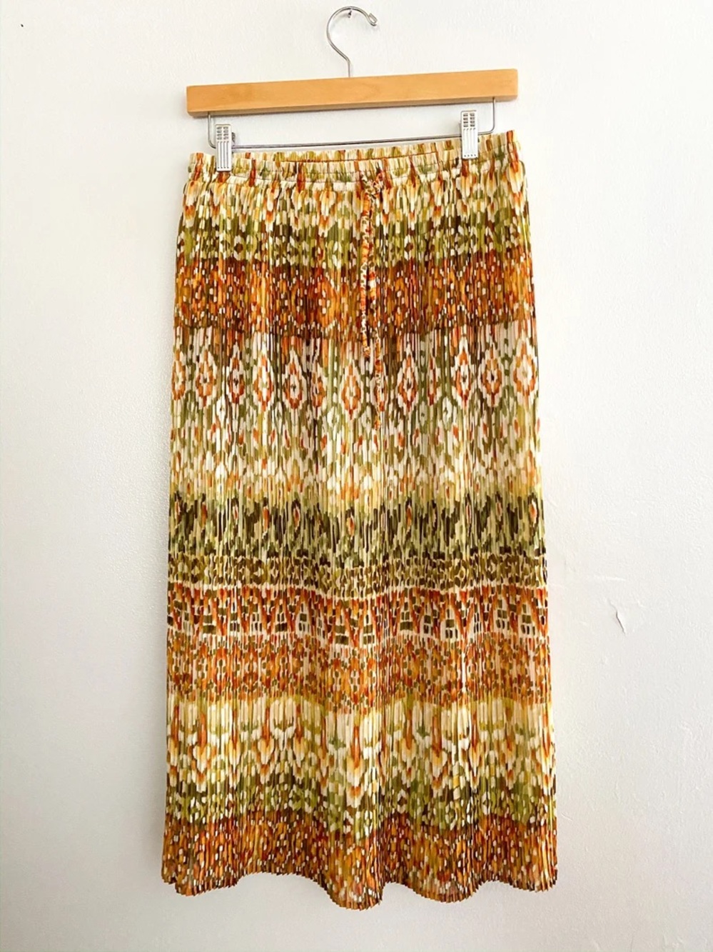 Alfred Dunner Olive, Rust & Cream Pleated Midi Skirt